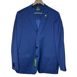 Cricketeer Dallas Men's Blazer Wool Blend Slim Fit Solid Blue Lined 44R NWT